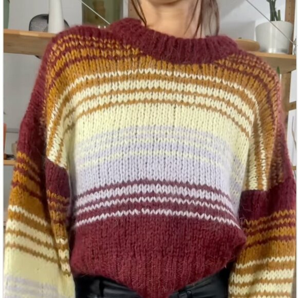 Zara Wool Alpaca Blend Striped Knit Sweater Blogger Fav Size Small - Picture 6 of 12